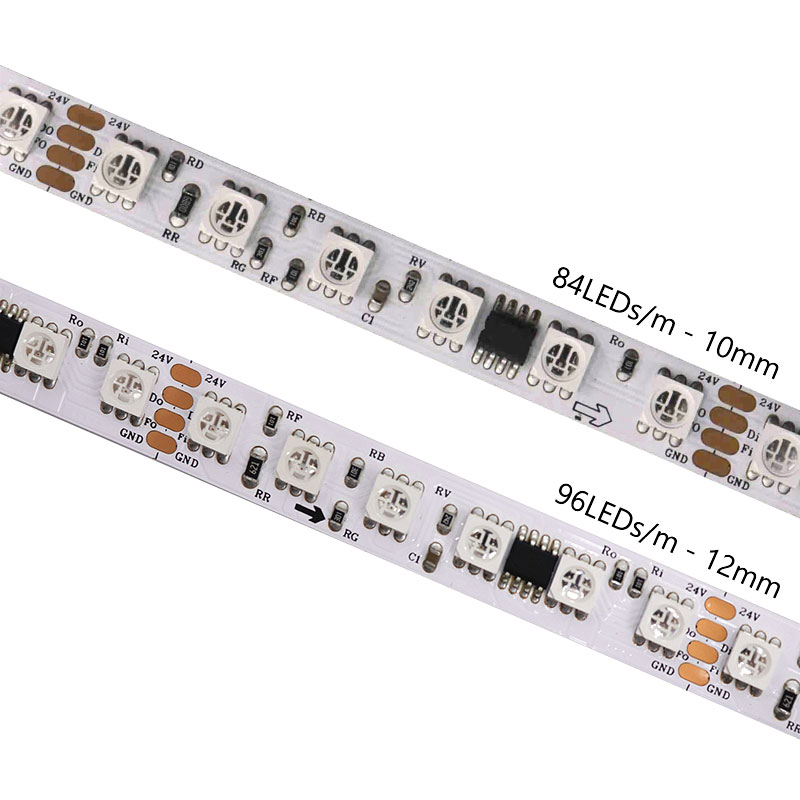 24V FW1935 Dual Data Signal 5050 RGB Addressable LED Strip, 84LEDs/m, 96LEDs/m